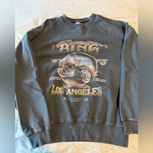 Anine Bing Womens Crewneck Sweatshirt Distressed Washed Black M